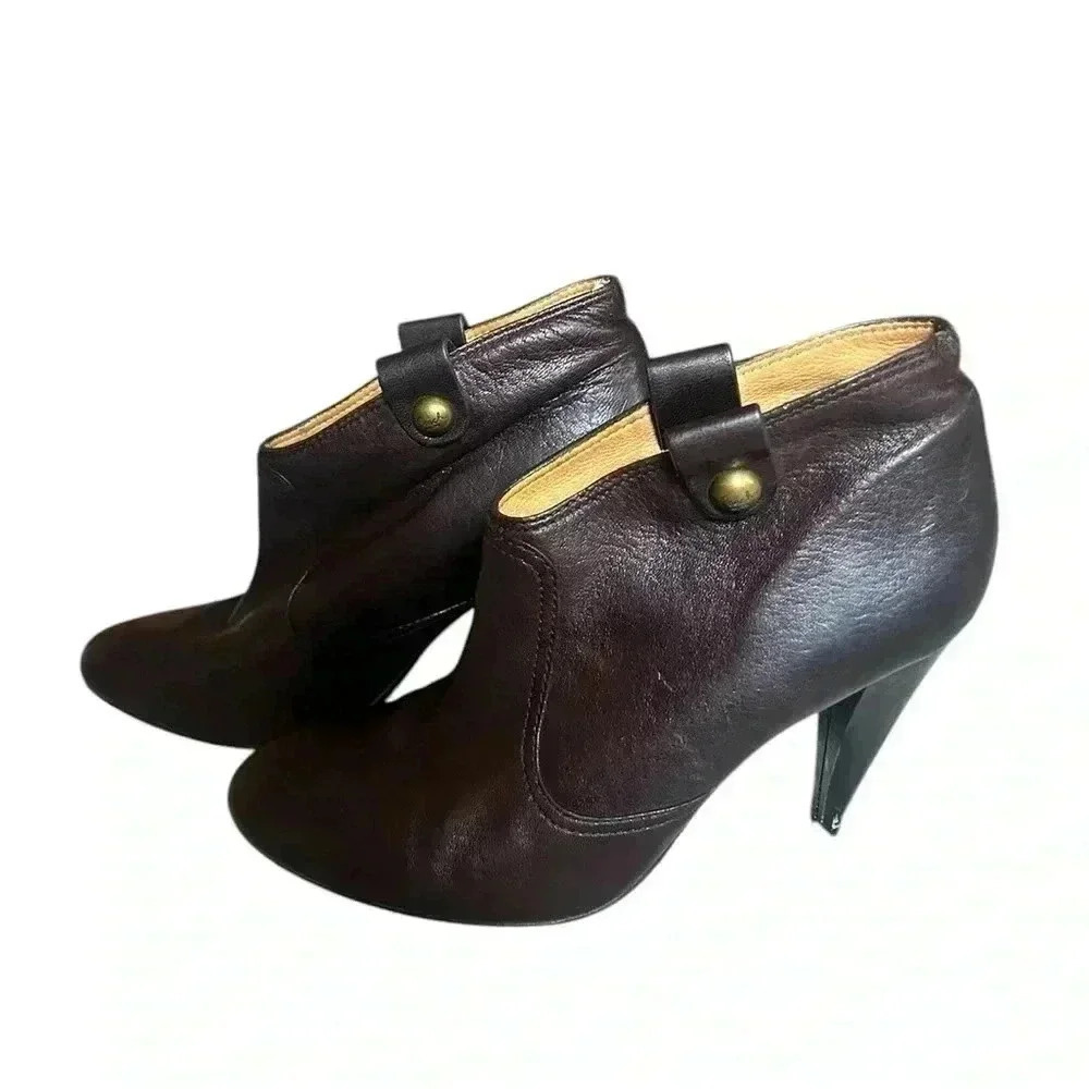 Coach Aliza Booties Brown Leather 4inch Heel